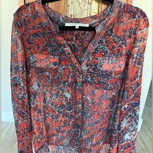 Collective Concepts Red and Blue Patterned Blouse